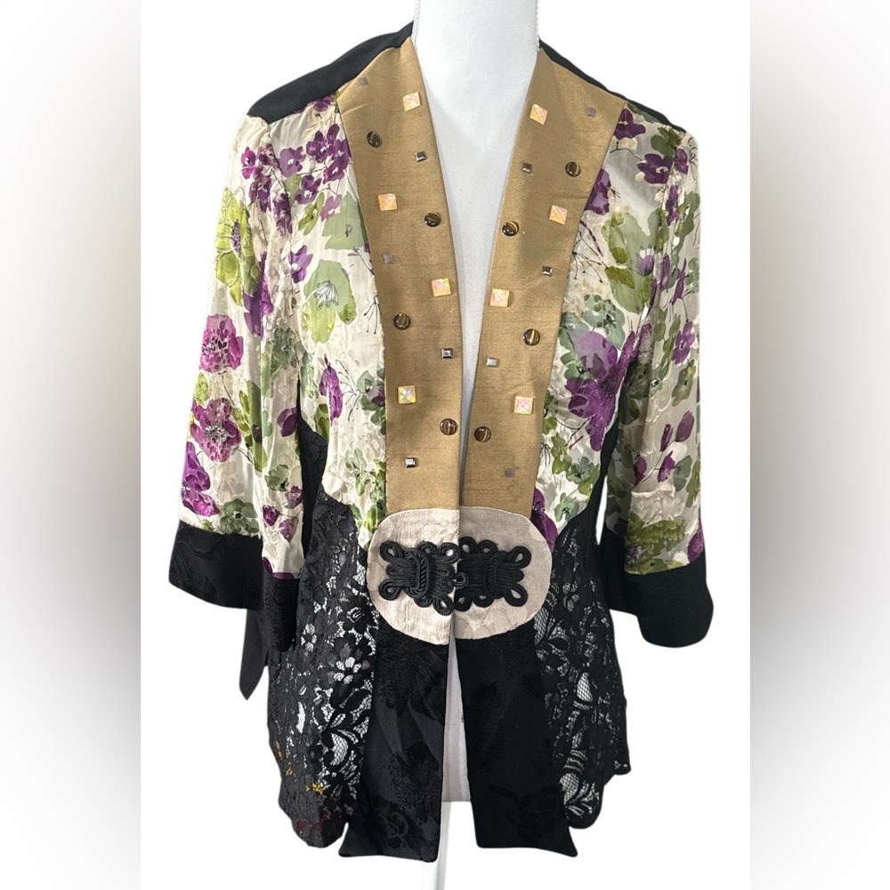 Violet Kay vintage Floral Gold and Black Blazer